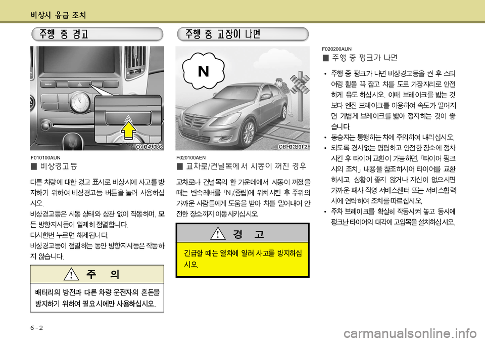 Hyundai Equus 2011  에쿠스 VI - 사용 설명서 (in Korean) 6-2
F010100AUNF020100AEN F020200AUN   