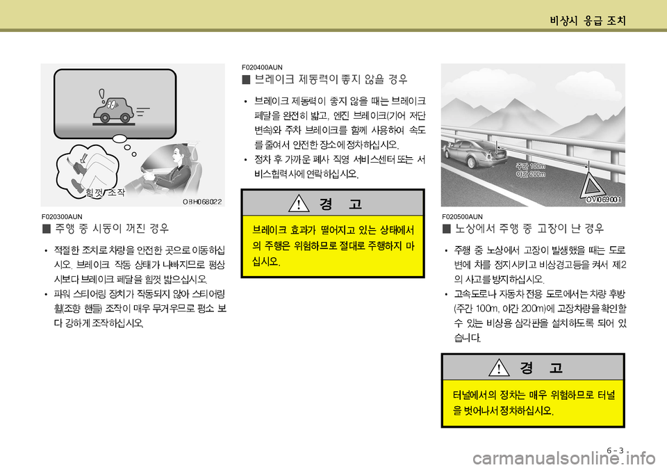 Hyundai Equus 2011  에쿠스 VI - 사용 설명서 (in Korean) 6-3
F020300AUNF020400AUNF020500AUN   