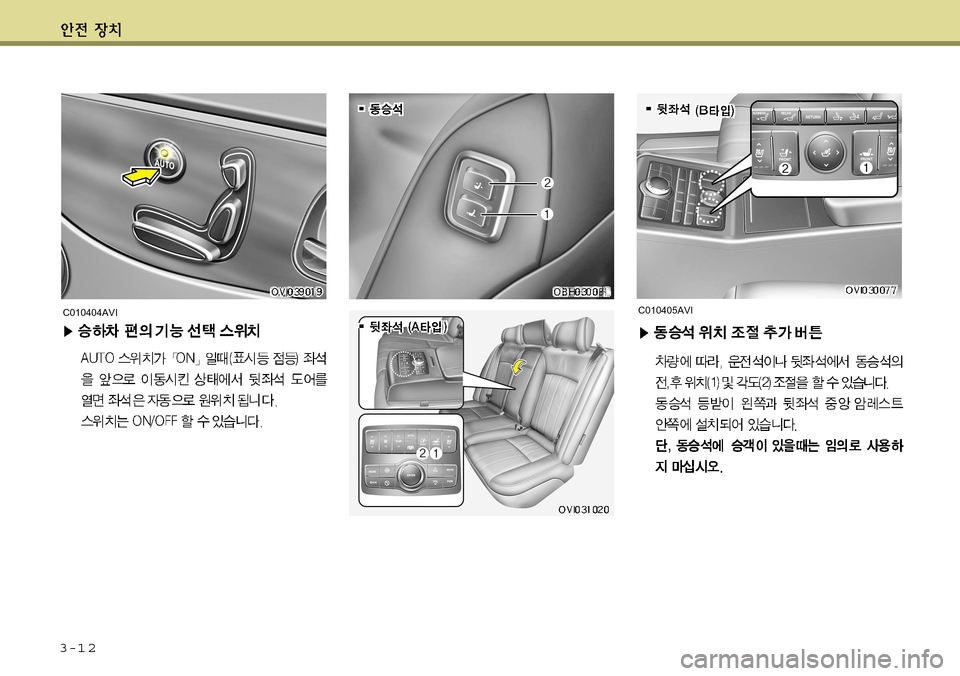 Hyundai Equus 2011  에쿠스 VI - 사용 설명서 (in Korean) 3-1 2C010405AVI
C010404AVI     