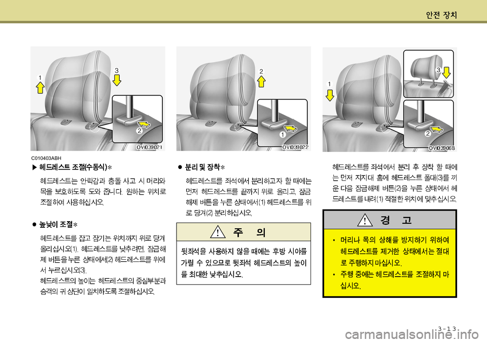 Hyundai Equus 2011  에쿠스 VI - 사용 설명서 (in Korean) 3-1 3
C010403ABH    