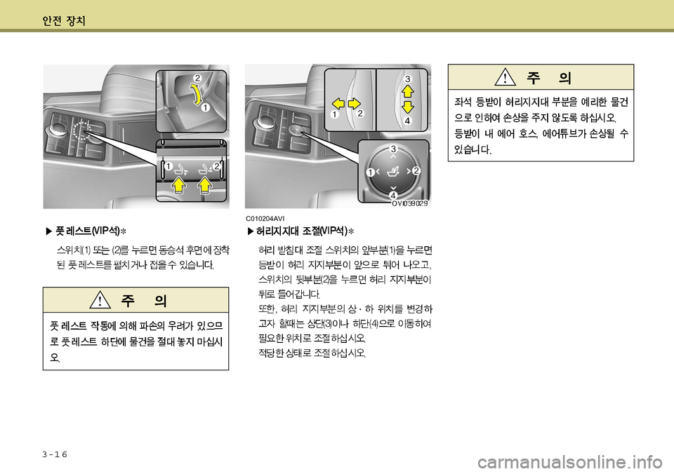 Hyundai Equus 2011  에쿠스 VI - 사용 설명서 (in Korean) 3-1 6
C010204AVI   