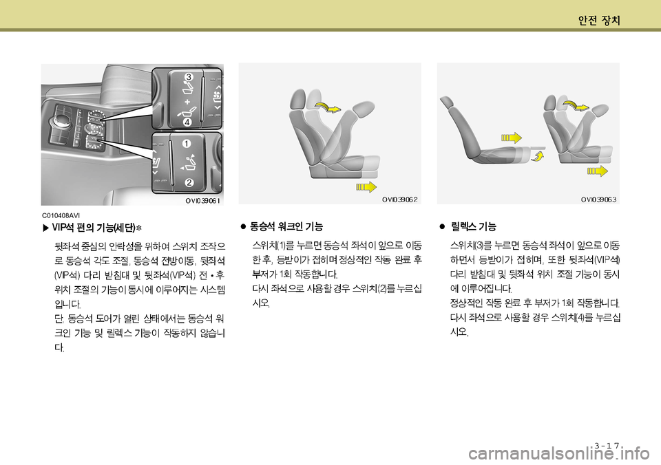 Hyundai Equus 2011  에쿠스 VI - 사용 설명서 (in Korean) 3-1 7
C010408AVI    