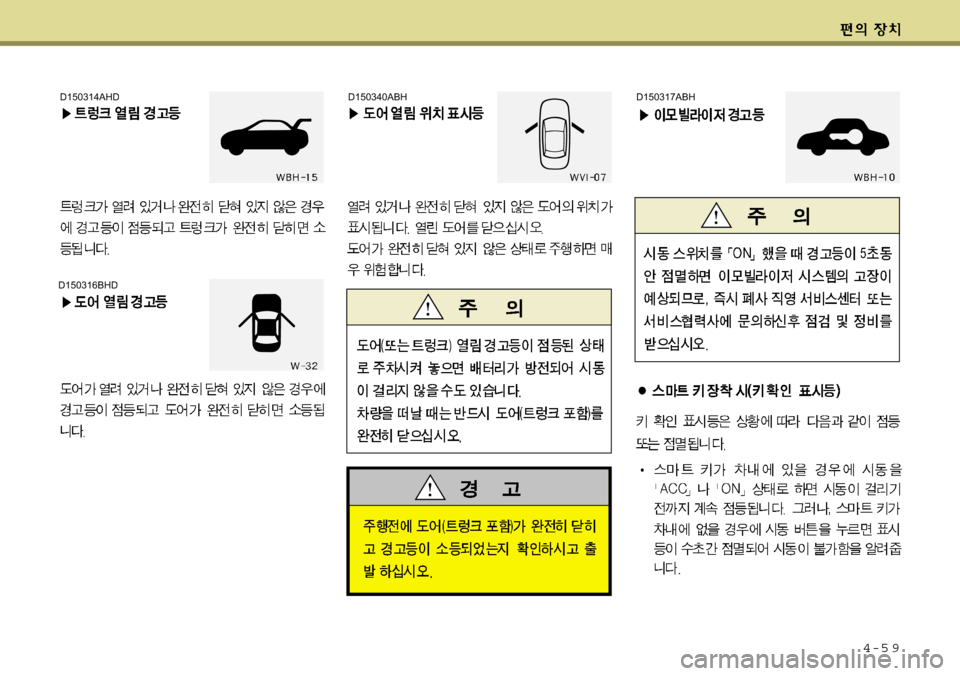 Hyundai Equus 2009 에쿠스 VI - 사용 설명서 (in Korean) 4-5 9
D150316BHD
D150314AHDD150340ABHD150317ABH Hyundai Equus 2009 에쿠스 VI - 사용 설명서 (in Korean) 4-5 9
D150316BHD
D150314AHDD150340ABHD150317ABH
