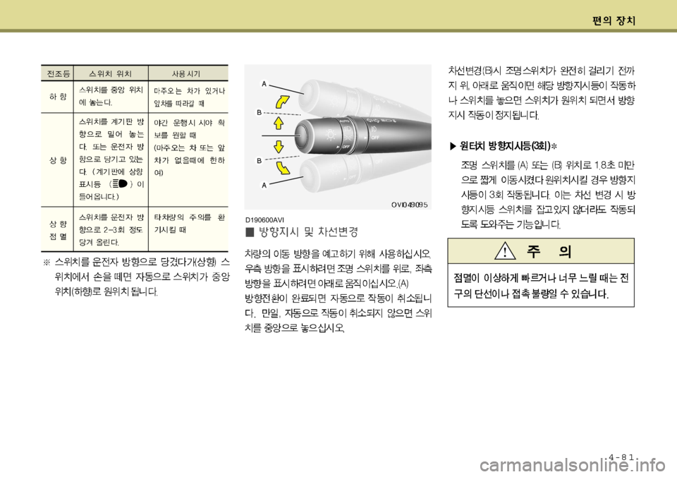 Hyundai Equus 2009 에쿠스 VI - 사용 설명서 (in Korean) 4-8 1
D190600AVI Hyundai Equus 2009 에쿠스 VI - 사용 설명서 (in Korean) 4-8 1
D190600AVI