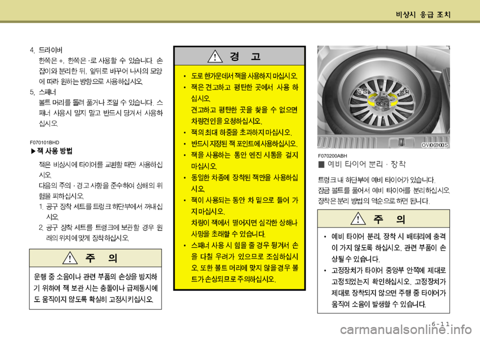Hyundai Equus 2009  에쿠스 VI - 사용 설명서 (in Korean) 6-1 1
F070101BHDF070200ABH  