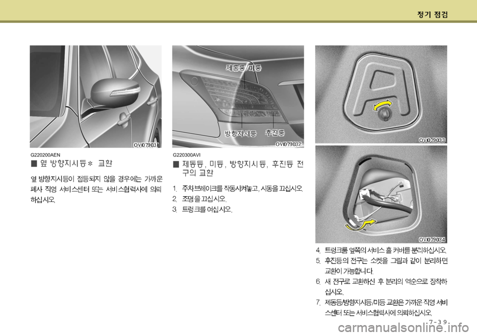 Hyundai Equus 2009 에쿠스 VI - 사용 설명서 (in Korean) 7-3 9
G220300AVIG220200AEN Hyundai Equus 2009 에쿠스 VI - 사용 설명서 (in Korean) 7-3 9
G220300AVIG220200AEN