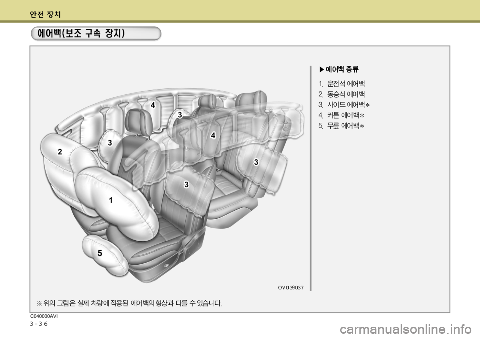 Hyundai Equus 2009 에쿠스 VI - 사용 설명서 (in Korean) 3-3 6C040000AVI Hyundai Equus 2009 에쿠스 VI - 사용 설명서 (in Korean) 3-3 6C040000AVI