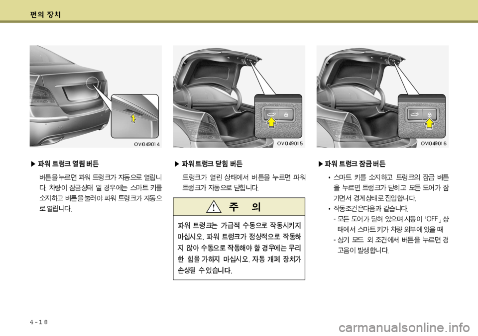 Hyundai Equus 2009  에쿠스 VI - 사용 설명서 (in Korean) 4-1 8    