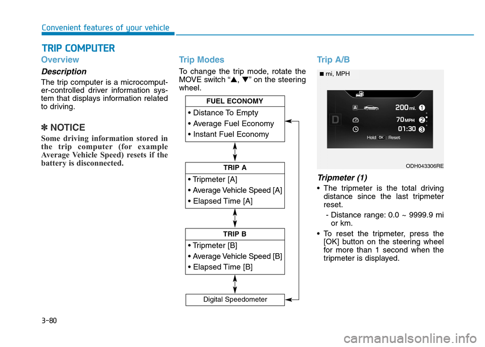 Hyundai Genesis 2016 Owners Manual - RHD (UK, Australia) 3-80
Convenient features of your vehicle
Overview
Description
The trip computer is a microcomput-
er-controlled driver information sys-
tem that displays information related
to driving.
✽NOTICE
Some Hyundai Genesis 2016 Owners Manual - RHD (UK, Australia) 3-80
Convenient features of your vehicle
Overview
Description
The trip computer is a microcomput-
er-controlled driver information sys-
tem that displays information related
to driving.
✽NOTICE
Some