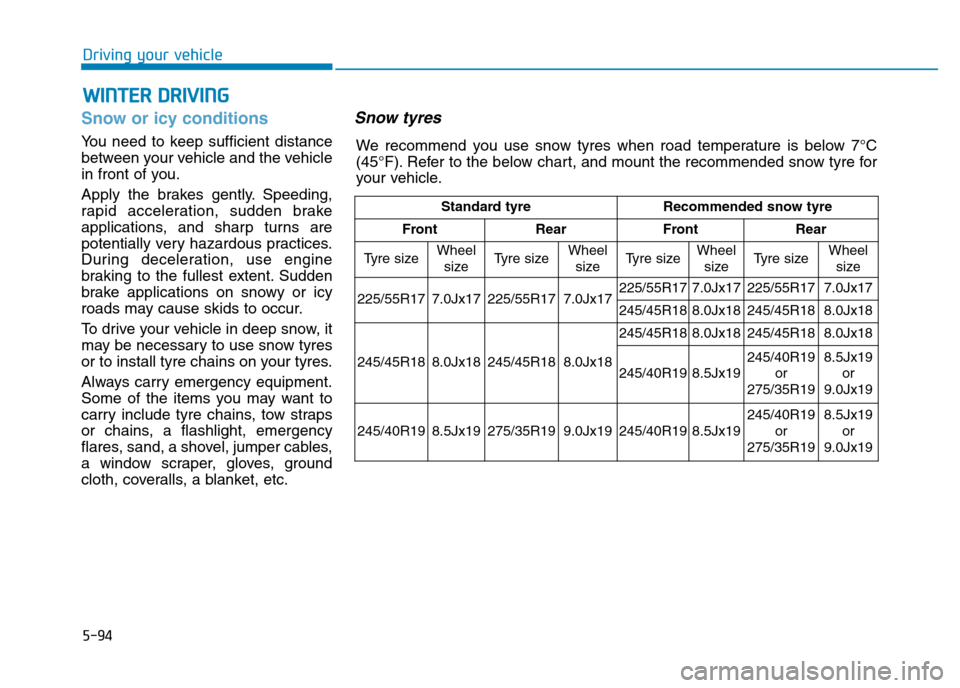 Hyundai Genesis 2016 Owners Manual - RHD (UK, Australia) 5-94
Driving your vehicle
Snow or icy conditions
You need to keep sufficient distance
between your vehicle and the vehicle
in front of you.
Apply the brakes gently. Speeding,
rapid acceleration, sudde Hyundai Genesis 2016 Owners Manual - RHD (UK, Australia) 5-94
Driving your vehicle
Snow or icy conditions
You need to keep sufficient distance
between your vehicle and the vehicle
in front of you.
Apply the brakes gently. Speeding,
rapid acceleration, sudde