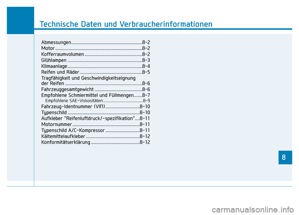 Hyundai Genesis 2016 Betriebsanleitung (in German) 8
Technische Daten und Verbraucherinformationen
8
Technische Daten und Verbraucherinformationen
8
Abmessungen..........................................................8-2
Motor ....................... Hyundai Genesis 2016 Betriebsanleitung (in German) 8
Technische Daten und Verbraucherinformationen
8
Technische Daten und Verbraucherinformationen
8
Abmessungen..........................................................8-2
Motor .......................