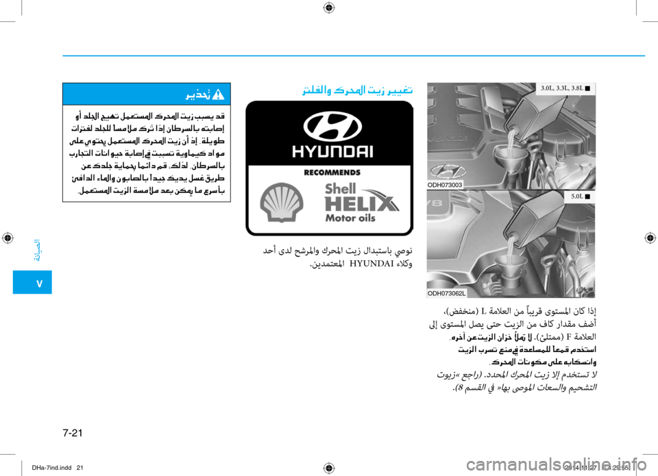 Hyundai Genesis 2016 دليل المالك 0035
ةنايصلا
7-21
3.0L, 3.3L, 3.8L n
ODH073003
ODH073062L
5.0L n
،)ضفخنم( L ةملاعلا نم ًابيرق ىوتسلما ناك اذإ
لىإ ىوتسلما لصي ىتح تيزلا Hyundai Genesis 2016 دليل المالك 0035
ةنايصلا
7-21
3.0L, 3.3L, 3.8L n
ODH073003
ODH073062L
5.0L n
،)ضفخنم( L ةملاعلا نم ًابيرق ىوتسلما ناك اذإ
لىإ ىوتسلما لصي ىتح تيزلا