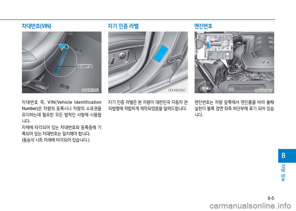 Hyundai Genesis 2014  제네시스 DH - 사용 설명서 (in Korean) 8-5
차량 정보
8
8