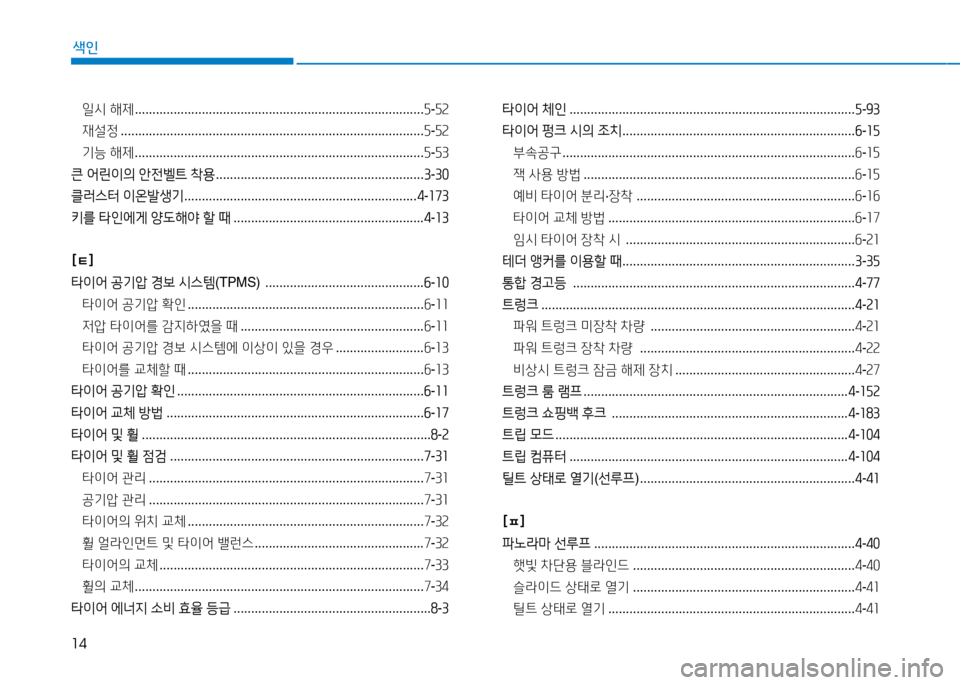 Hyundai Genesis 2014  제네시스 DH - 사용 설명서 (in Korean) 14
색인
일/d 해제  .................................................................................. 자-자속
44설정  ........................................................................
