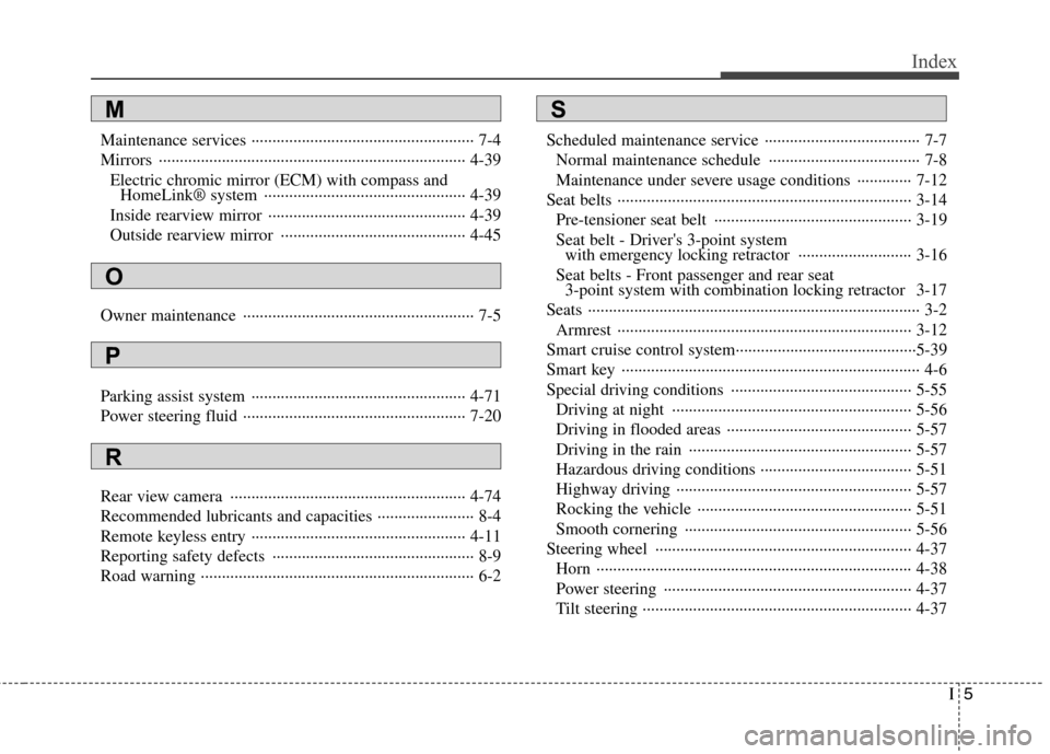 Hyundai Genesis 2011  Owners Manual I5
Index
Maintenance services ····················································· 7-4
Mirrors ·························