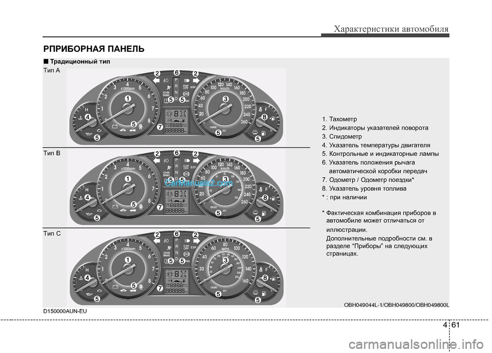 Hyundai Genesis 2011 Инструкция по эксплуатации (in Russian) 461
Характеристики автомобиля
PПРИБОРНАЯ ПАНЕЛЬ
1. Тахометр
2. Индикаторы указателей поворота
3. Спидометр
4. Ук Hyundai Genesis 2011 Инструкция по эксплуатации (in Russian) 461
Характеристики автомобиля
PПРИБОРНАЯ ПАНЕЛЬ
1. Тахометр
2. Индикаторы указателей поворота
3. Спидометр
4. Ук