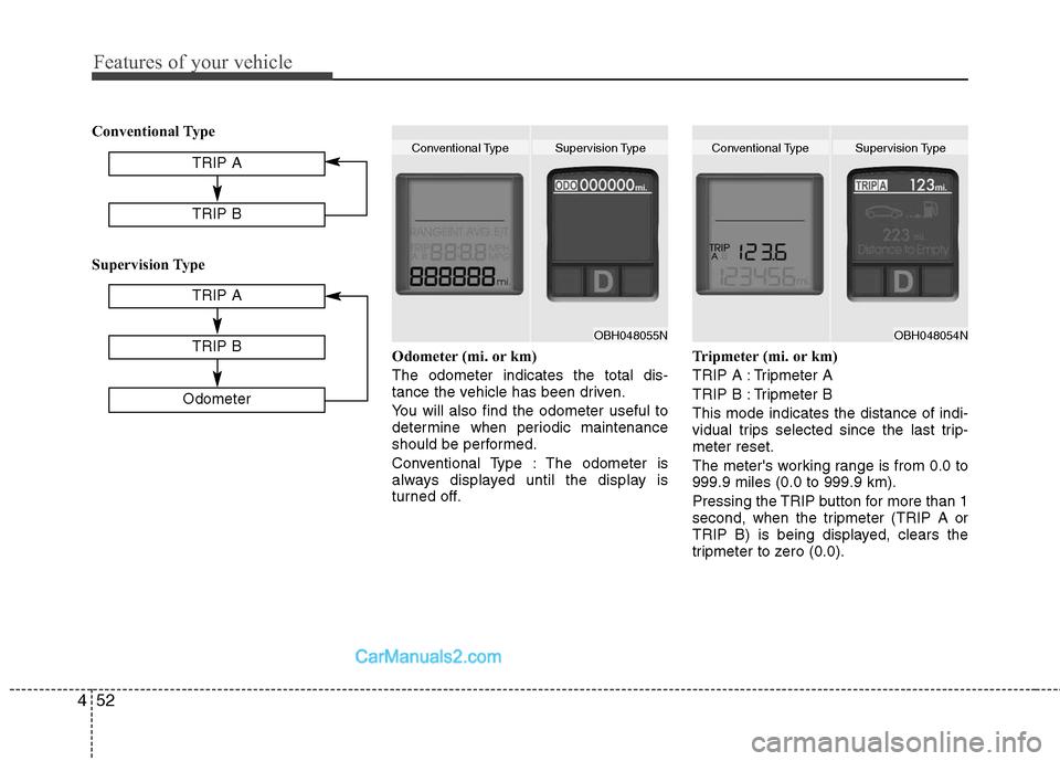 Hyundai Genesis 2010 Owners Manual Features of your vehicle
52 4
Conventional Type
Supervision Type
Odometer (mi. or km)
The odometer indicates the total dis-
tance the vehicle has been driven.
You will also find the odometer useful to Hyundai Genesis 2010 Owners Manual Features of your vehicle
52 4
Conventional Type
Supervision Type
Odometer (mi. or km)
The odometer indicates the total dis-
tance the vehicle has been driven.
You will also find the odometer useful to