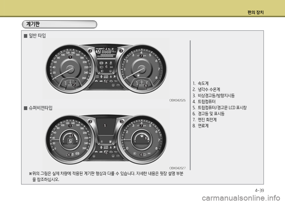 Hyundai Genesis Coupe 2016  제네시스 쿠페 BK - 사용 설명서 (in Korean) 편의 장치4-39
소행  .도계 
속행  냉