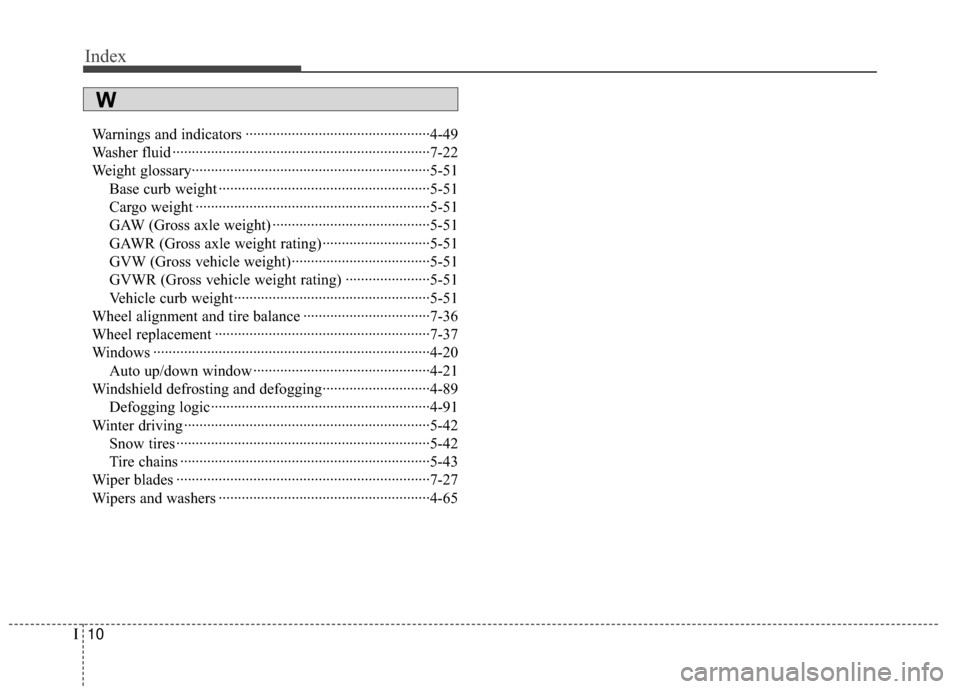 Hyundai Genesis Coupe 2012 Owners Manual Index
10I
Warnings and indicators ··················\
··················\
············4-49
Washer fluid ··················\
····· Hyundai Genesis Coupe 2012 Owners Manual Index
10I
Warnings and indicators ··················\
··················\
············4-49
Washer fluid ··················\
·····