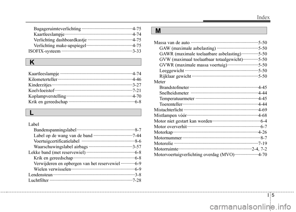 Hyundai Genesis Coupe 2011 Handleiding (in Dutch) I5
Index
Bagageruimteverlichting ···········································4-75
Kaartleeslampje ····························· Hyundai Genesis Coupe 2011 Handleiding (in Dutch) I5
Index
Bagageruimteverlichting ···········································4-75
Kaartleeslampje ·····························Â