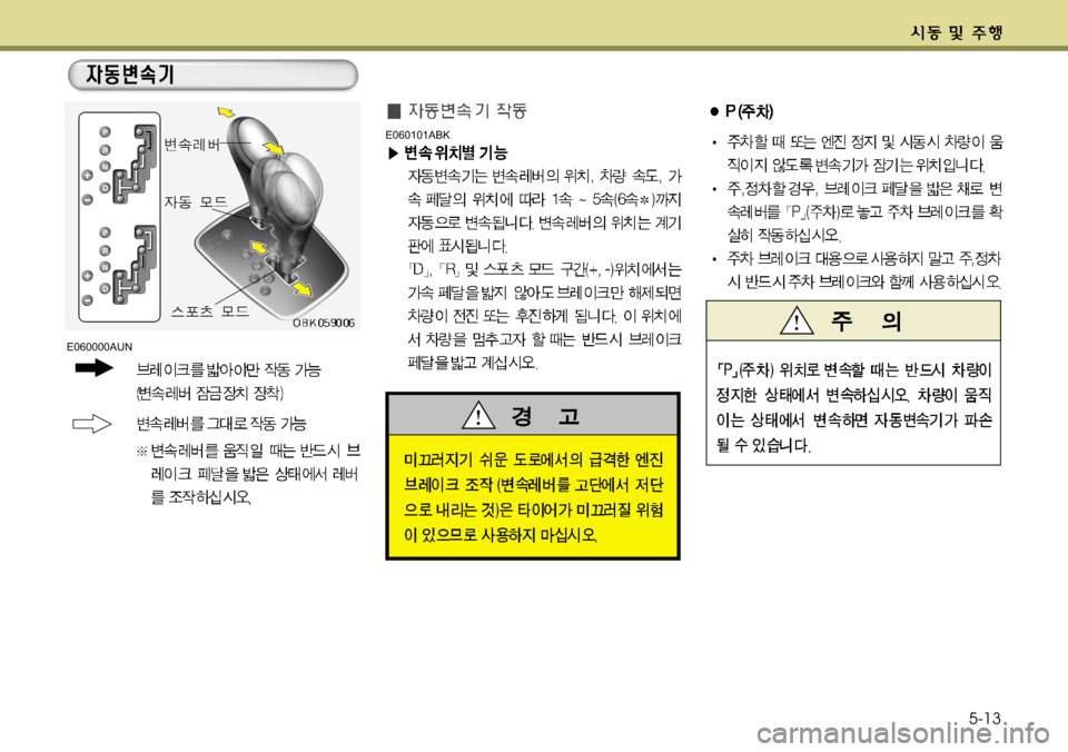 Hyundai Genesis Coupe 2011  제네시스 쿠페 BK - 사용 설명서 (in Korean) 5-13
E060101ABK
E060000AUN  