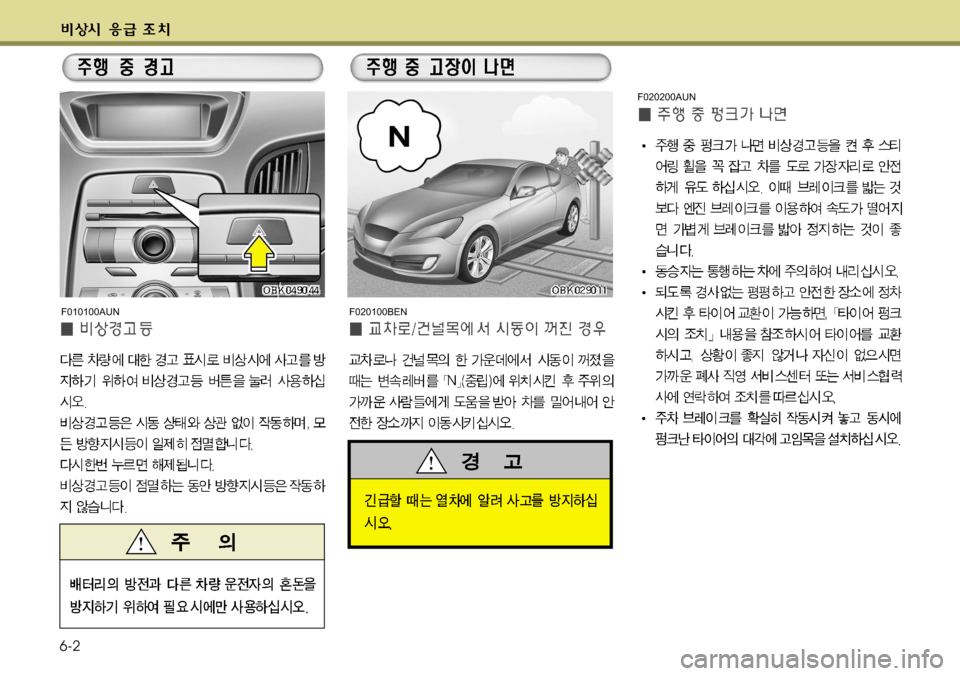Hyundai Genesis Coupe 2011  제네시스 쿠페 BK - 사용 설명서 (in Korean) 6-2
F010100AUNF020100BEN F020200AUN   
