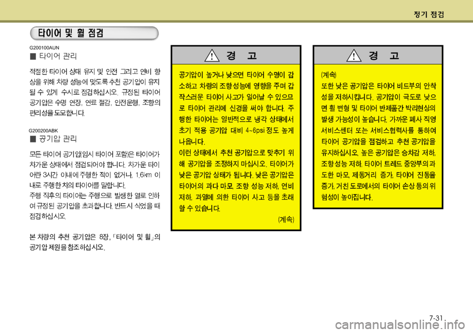 Hyundai Genesis Coupe 2011  제네시스 쿠페 BK - 사용 설명서 (in Korean) 7-31
G200200ABK
G200100AUN 