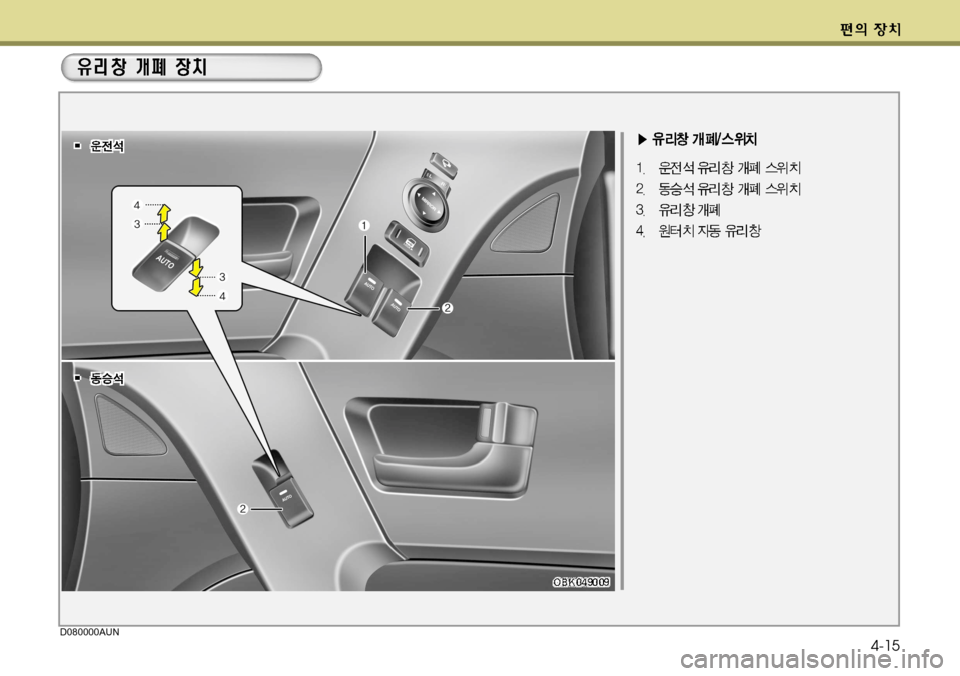 Hyundai Genesis Coupe 2011 제네시스 쿠페 BK - 사용 설명서 (in Korean) 4-15D080000AUN Hyundai Genesis Coupe 2011 제네시스 쿠페 BK - 사용 설명서 (in Korean) 4-15D080000AUN