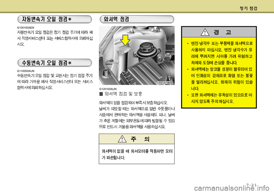 Hyundai Genesis Coupe 2009  제네시스 쿠페 BK - 사용 설명서 (in Korean) 7-2 1
G100100AEN
G110000AUN
G120100AUN  