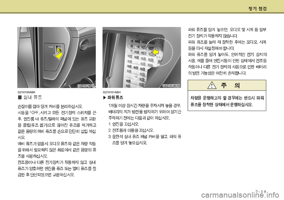 Hyundai Genesis Coupe 2009  제네시스 쿠페 BK - 사용 설명서 (in Korean) 7-3 9
G210100ABKG210101ABH   