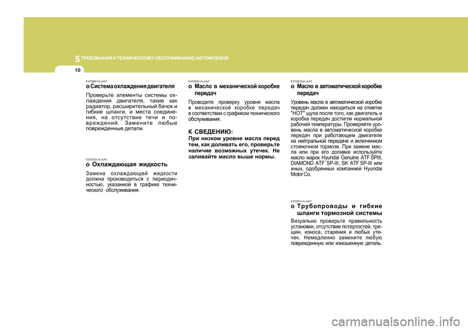 Hyundai Getz 2009  Инструкция по эксплуатации (in Russian) 5LJ?;H<:GBY
 D  L?OGBQ?KDHFM  H;KEM@B<:GBX  :<LHFH;BEY
10
F070F01A-AAT
o Ljm[hijh\h^u  b  ]b[db_
reZg]b   lhjfhaghc   k