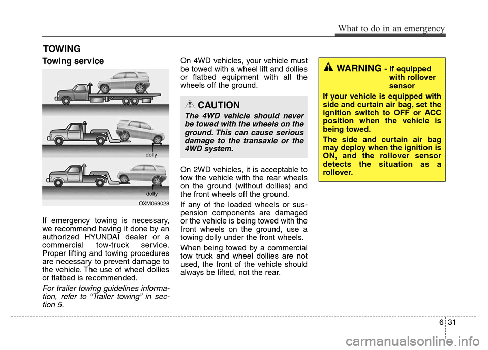 Hyundai Grand Santa Fe 2015 Owners Manual 631
What to do in an emergency
TOWING
Towing service
If emergency towing is necessary,
we recommend having it done by an
authorized HYUNDAI dealer or a
commercial tow-truck service.
Proper lifting and Hyundai Grand Santa Fe 2015 Owners Manual 631
What to do in an emergency
TOWING
Towing service
If emergency towing is necessary,
we recommend having it done by an
authorized HYUNDAI dealer or a
commercial tow-truck service.
Proper lifting and