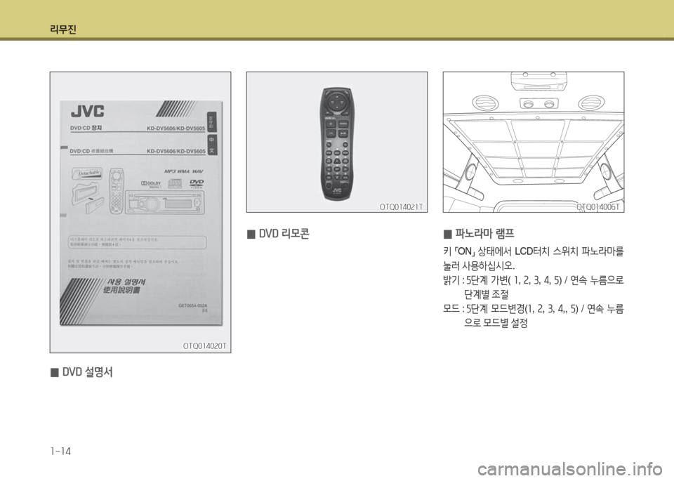 Hyundai Grand Starex 2017  그랜드 스타렉스 특장 - 사용 설명서 (in Korean) 리무진 1-14
OTQ014020TOTQ014020T
OTQ014021T
OTQ014021TOTQ014006T
OTQ014006T
 
0 DVD 설명-