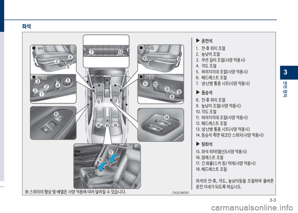 Hyundai Grandeur 2017  그랜저 IG - 사용 설명서 (in Korean) 3-3
안전보장치
3
보
▶
운전