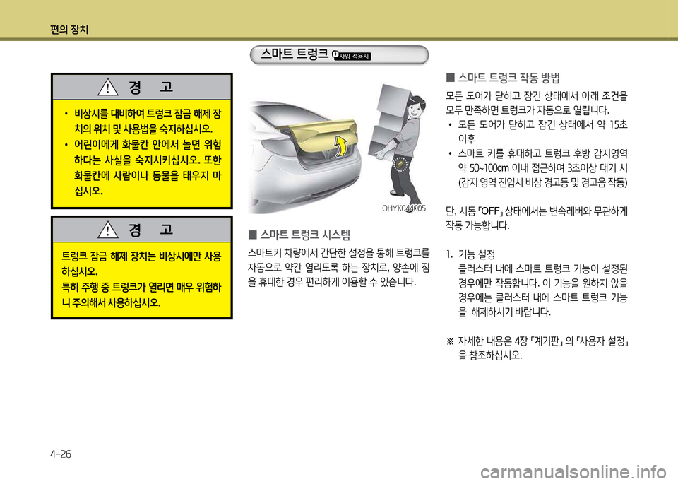 Hyundai Grandeur 2015  그랜저 HG - 사용 설명서 (in Korean) 편의 장치 4-속작
스&P?@ ?@렁크 
OH어K04400자
OH어K04400자
 
0 스&P?@
 ?@렁크  /d스템
스&P?@키  8
