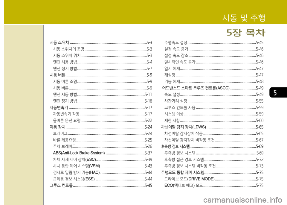 Hyundai Grandeur 2015  그랜저 HG - 사용 설명서 (in Korean) 자
/d동 스위치  ......................................................................... 자-3
시동  스위치의  조명  ........................................................... 자-3
시