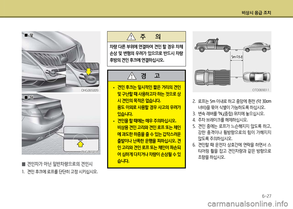 Hyundai Grandeur 2015  그랜저 HG - 사용 설명서 (in Korean) 비상/d 응