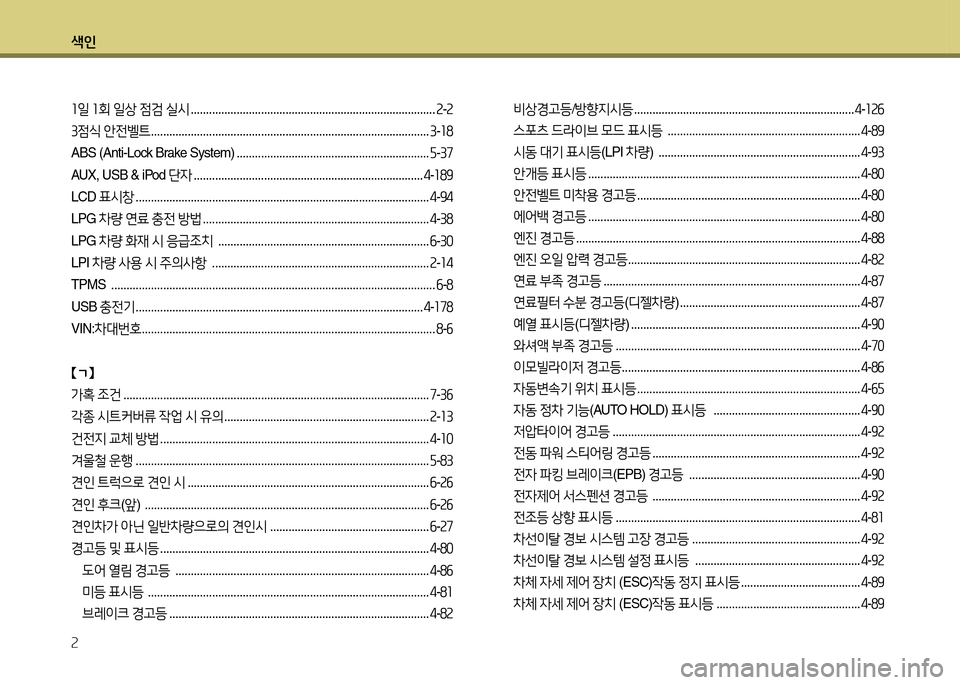 Hyundai Grandeur 2015  그랜저 HG - 사용 설명서 (in Korean) 색인 2
좌일 좌회  일상  4