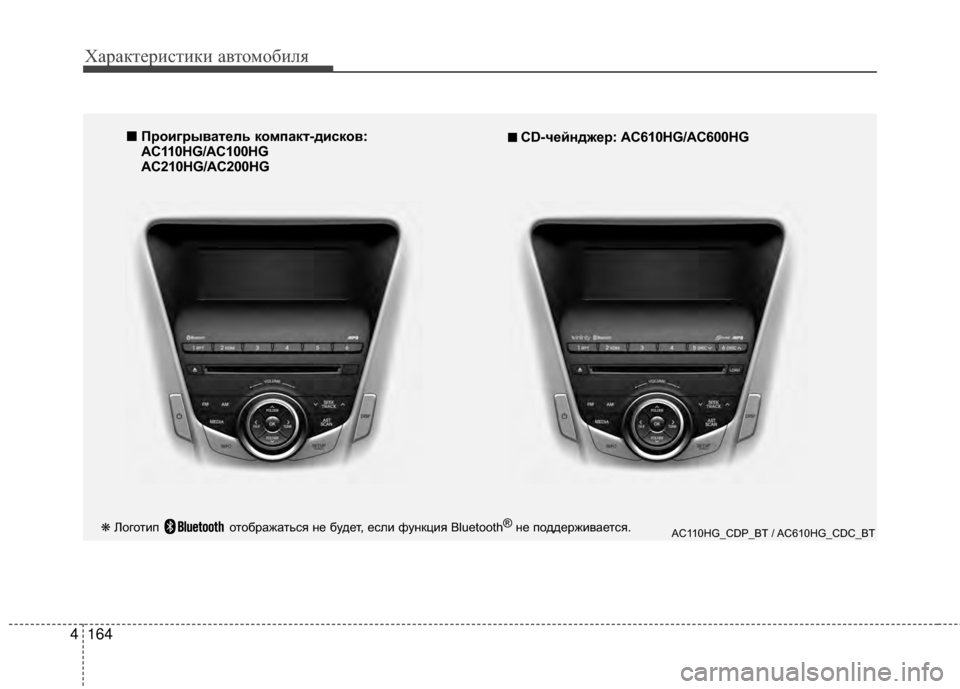Hyundai Grandeur 2013 Инструкция по эксплуатации (in Russian) Характер\bст\bк\b авто\fоб\bля
164
4
AC110HG_CDP_BT / AC610HG_CDC_BT
■ ПроигрываБЧель компакБЧ-дисков:
AC110HG/AC100HG
AC210HG/AC200HG■ ■
CD-че Hyundai Grandeur 2013 Инструкция по эксплуатации (in Russian) Характер\bст\bк\b авто\fоб\bля
164
4
AC110HG_CDP_BT / AC610HG_CDC_BT
■ ПроигрываБЧель компакБЧ-дисков:
AC110HG/AC100HG
AC210HG/AC200HG■ ■
CD-че