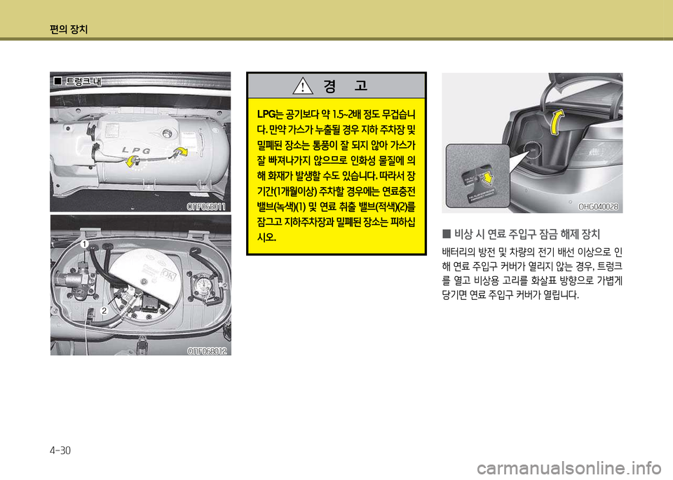 Hyundai Grandeur 2013  그랜저 HG - 사용 설명서 (in Korean) 편의 장치 4-30
OHG0400속8OHG0400속8
 
0  
비상  /d  연료  주4
