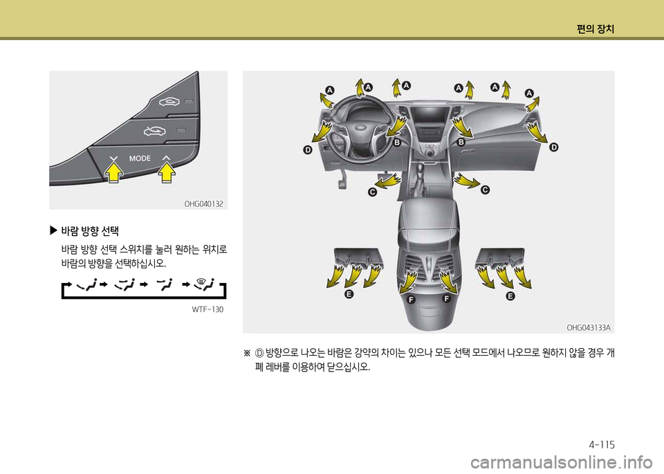 Hyundai Grandeur 2013  그랜저 HG - 사용 설명서 (in Korean) 편의 장치4-소소자
※ 
 Ç  방향으$