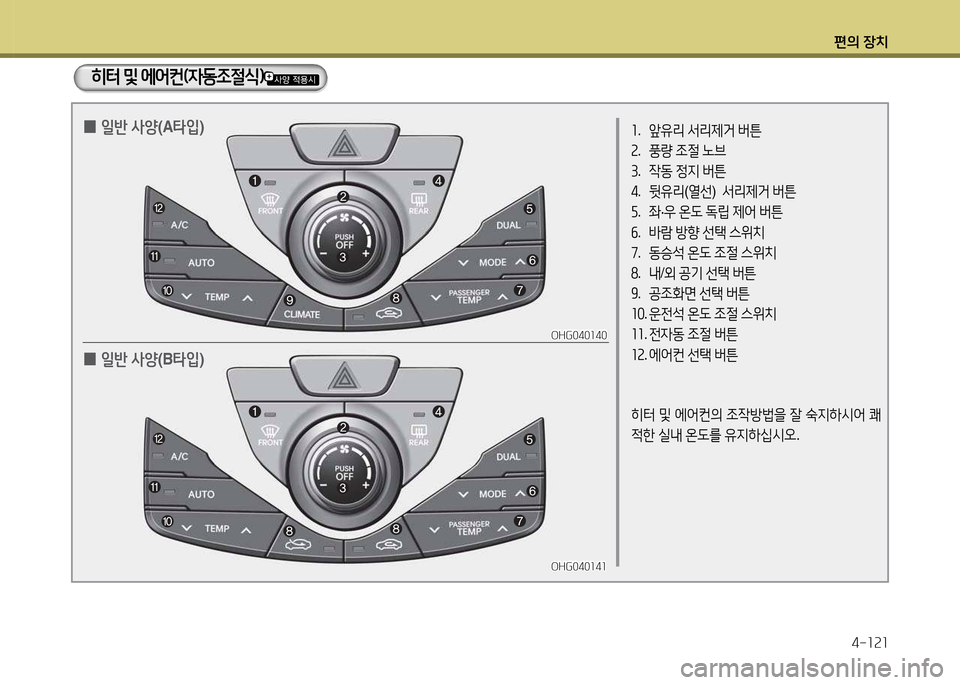 Hyundai Grandeur 2013  그랜저 HG - 사용 설명서 (in Korean) 편의 장치4-소속소
좌.  앞유리  -