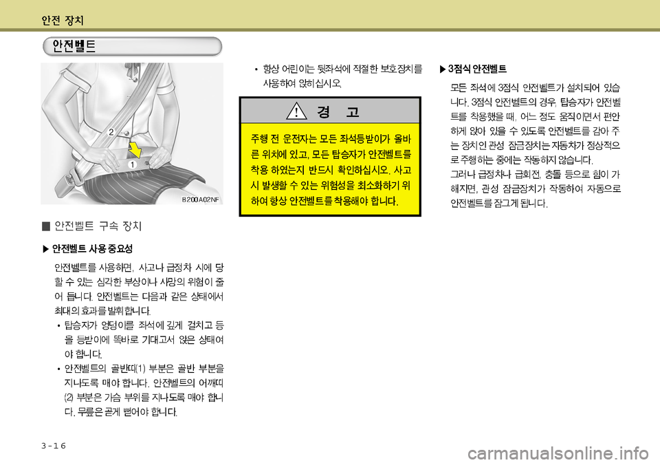 Hyundai Grandeur 2012 그랜저 HG - 사용 설명서 (in Korean) 3-1 6 Hyundai Grandeur 2012 그랜저 HG - 사용 설명서 (in Korean) 3-1 6