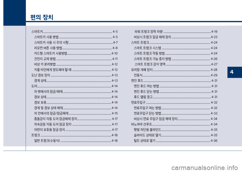 Hyundai Grandeur Hybrid 2017  그랜저 HG HEV - 사용 설명서 (in Korean) 1
편의 장치
스뢤탔키보................................................................................... 태-택스뢤탔키보사용보방륉보.............................................