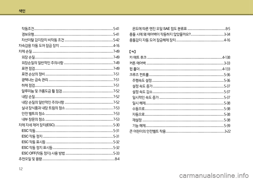 Hyundai Grandeur Hybrid 2014  그랜저 HG HEV - 사용 설명서 (in Korean) 색인 12
4동조건 .................................................................................................. 자-4좌
경보유형  ........................................................