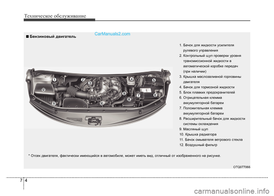 Hyundai H-1 (Grand Starex) 2016 Инструкция по эксплуатации (in Russian) Техническое обслуживание
4 7
OTQ077066
1. Бачок для жидкости усилителя
рулевого управления
2. Контрольный щуп прове Hyundai H-1 (Grand Starex) 2016 Инструкция по эксплуатации (in Russian) Техническое обслуживание
4 7
OTQ077066
1. Бачок для жидкости усилителя
рулевого управления
2. Контрольный щуп прове