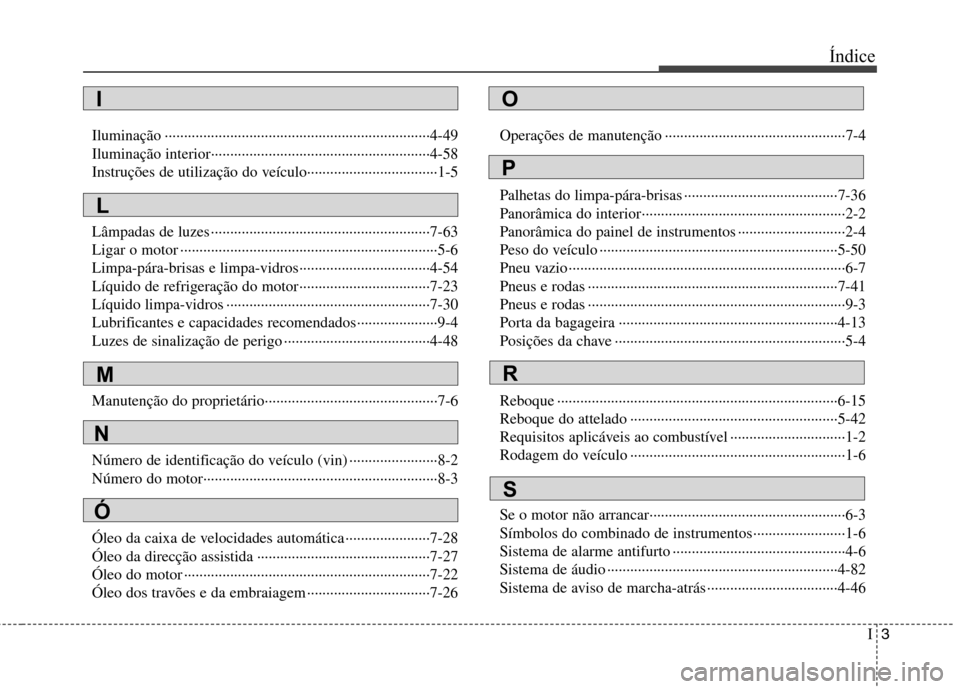 Hyundai H-1 (Grand Starex) 2011  Manual do proprietário (in Portuguese) I3
Índice
Iluminação ·····································································4-49 
Iluminação interior·····�