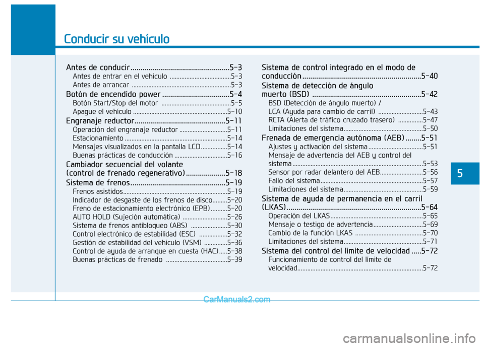 Hyundai Ioniq Electric 2017 Manual del propietario (in Spanish) Conducir su vehículo
Antes de conducir ..................................................5-3Antes de entrar en el vehículo .....................................5-3
Antes de arrancar ............... Hyundai Ioniq Electric 2017 Manual del propietario (in Spanish) Conducir su vehículo
Antes de conducir ..................................................5-3Antes de entrar en el vehículo .....................................5-3
Antes de arrancar ...............
