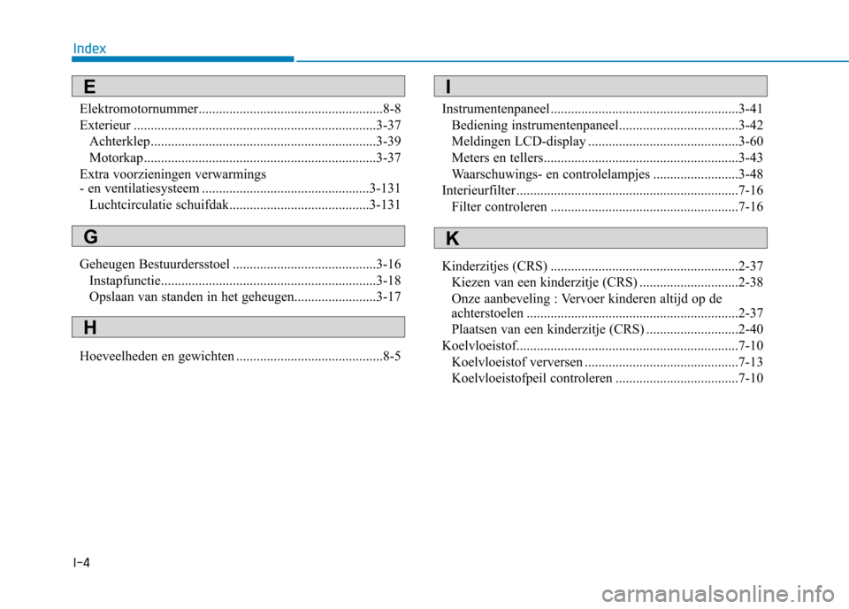 Hyundai Ioniq Electric 2017 Handleiding (in Dutch) I-4Elektromotornummer......................................................8-8
Exterieur .......................................................................3-37
Achterklep........................ Hyundai Ioniq Electric 2017 Handleiding (in Dutch) I-4Elektromotornummer......................................................8-8
Exterieur .......................................................................3-37
Achterklep........................