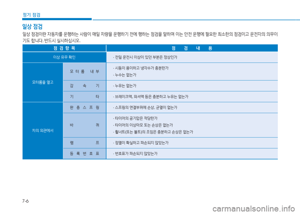 Hyundai Ioniq Electric 2017  아이오닉 Electric - 사용 설명서 (in Korean) 7-6
정기 점검
일상 4